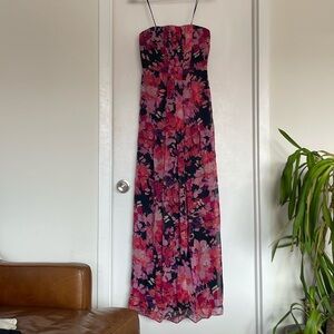 BR Pink Floral Chiffon Long Dress